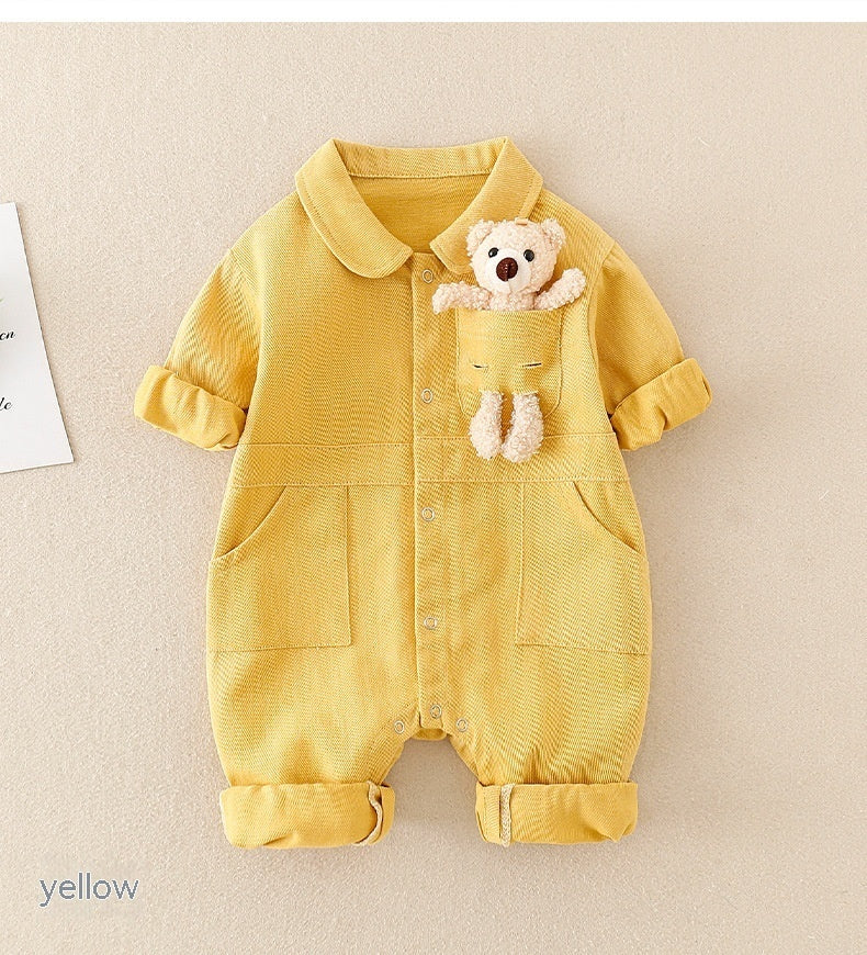 Oluuu. Schicker Baby Jungen Denim Jumpsuit im Western-Stil für das Frühlingsfest