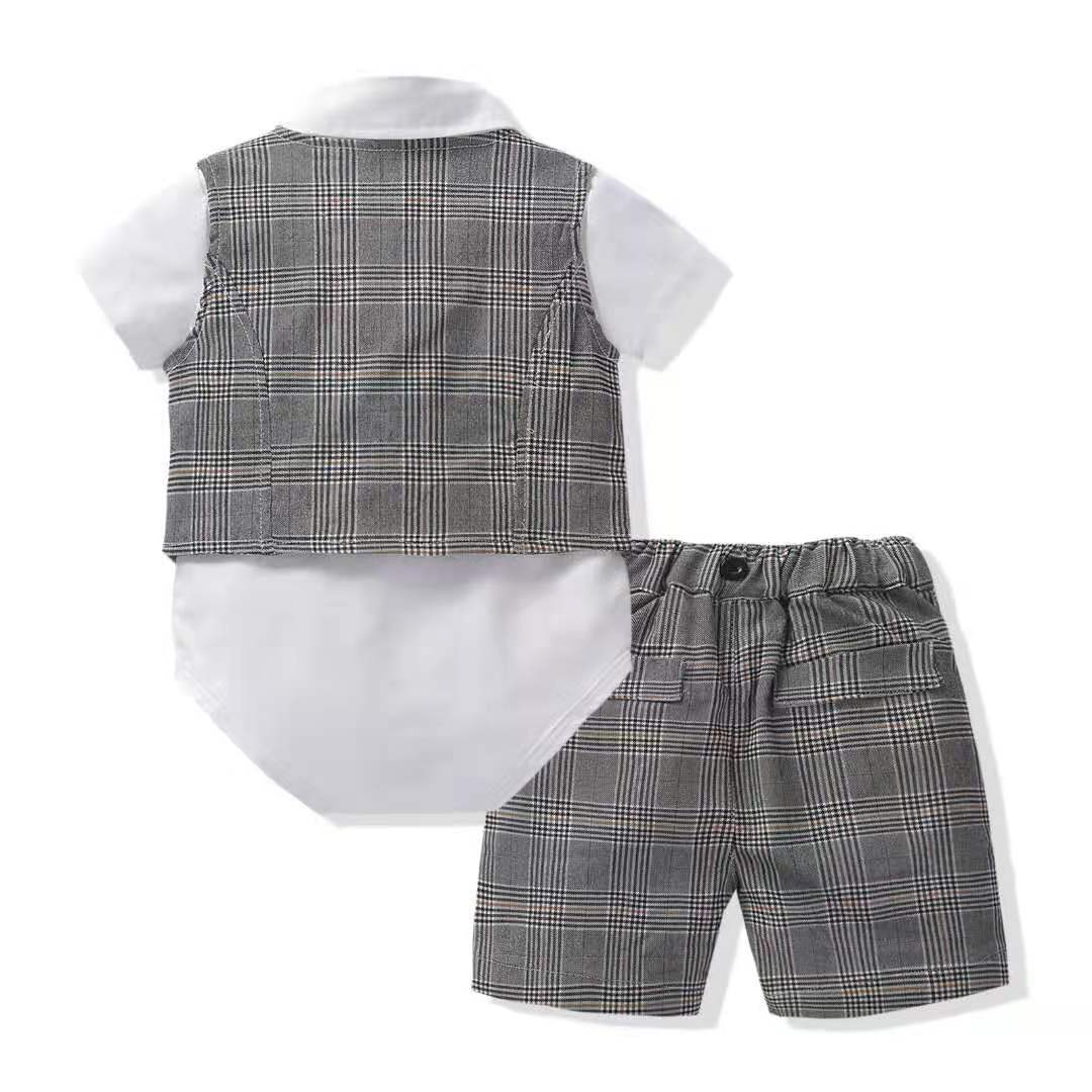 Oluuu. Baby Jungen Gentleman Anzug – Romper mit Weste, Shorts und Fliege