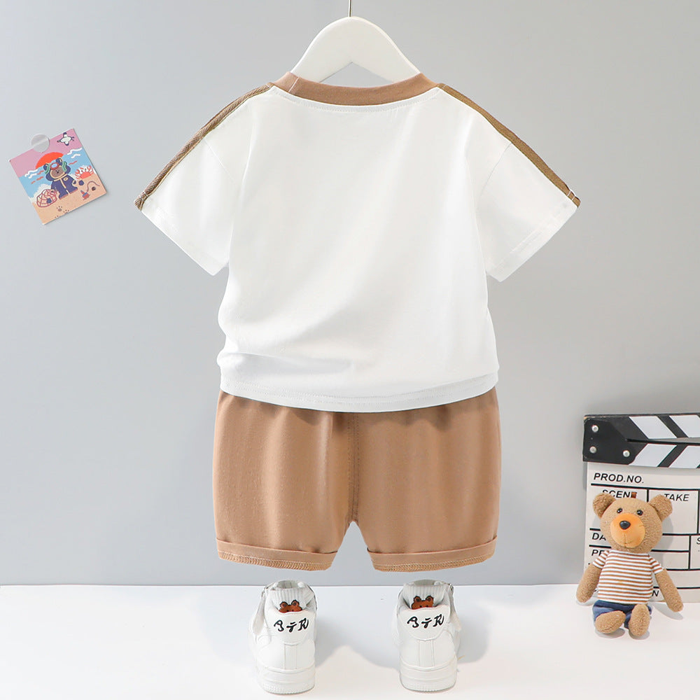Oluuu. Kurzärmeliges Cartoon Tier-Set – Zweiteiliges Kinder-Outfit im Western-Stil