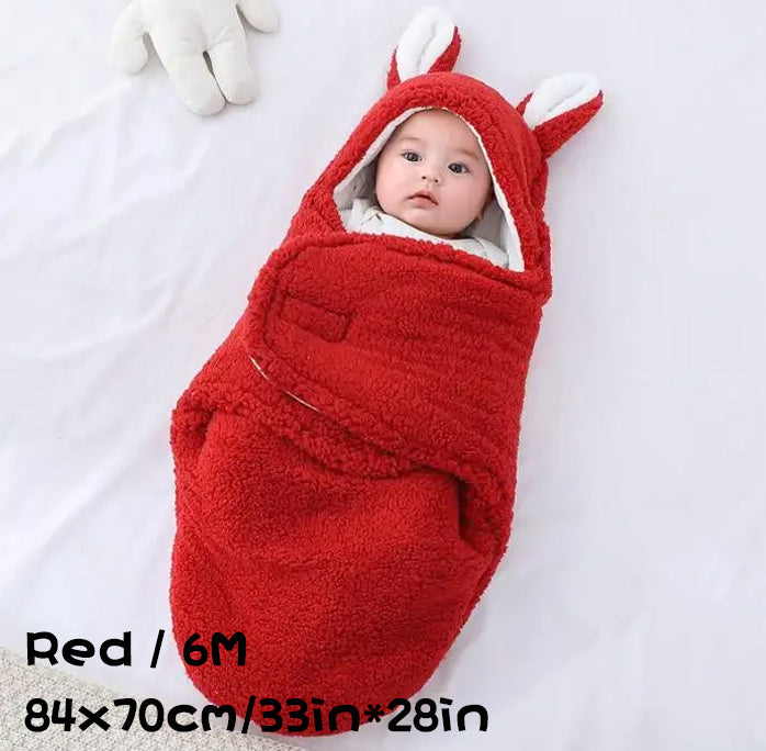Oluuu. Superweicher Baby-Schlafsack aus flauschigem Fleece – Unisex Neugeborenen-Wickel mit Kopfstütze und -schutz, tragbarer Schlafsack für Jungen und Mädchen