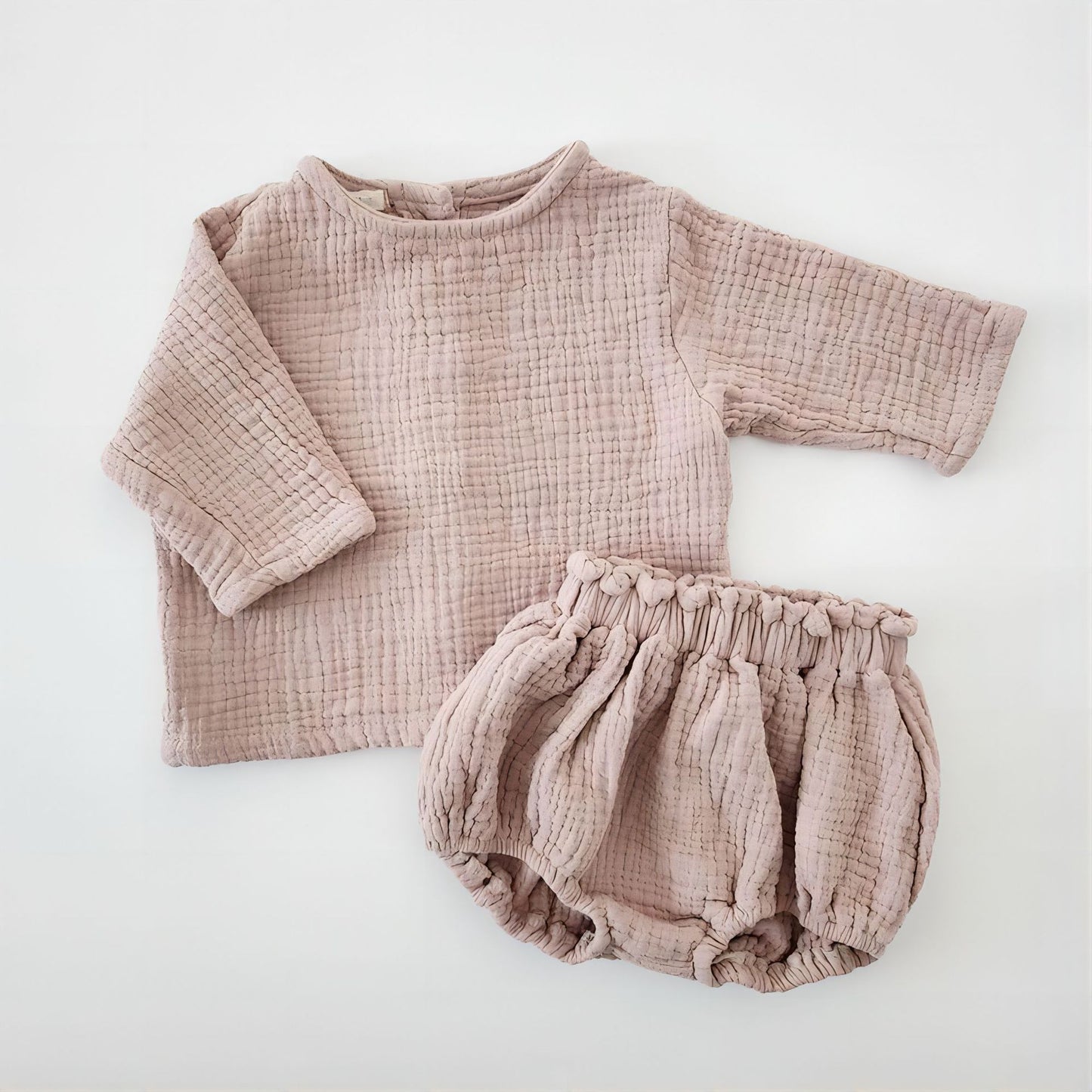 Oluuu. Neutrales Neugeborenes Baby Langarm Cardigan Shirt mit Shorts aus dünnem Baumwollgarn für Jungen und Mädchen