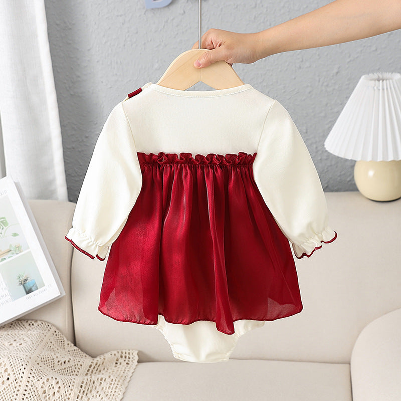 Oluuu. Baby Jumpsuit mit Schleife – Langarm Dreiecks-Romper