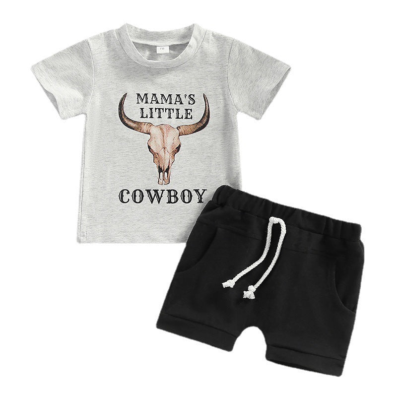 Oluuu. Lässiger Baby Jungen Outfit – Cartoon Kuh-Print Set