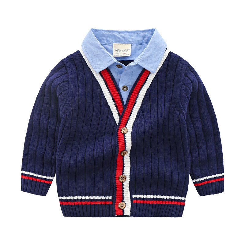Oluuu. Baby Jungen Strick-Sweater im 2-Teiler-Stil