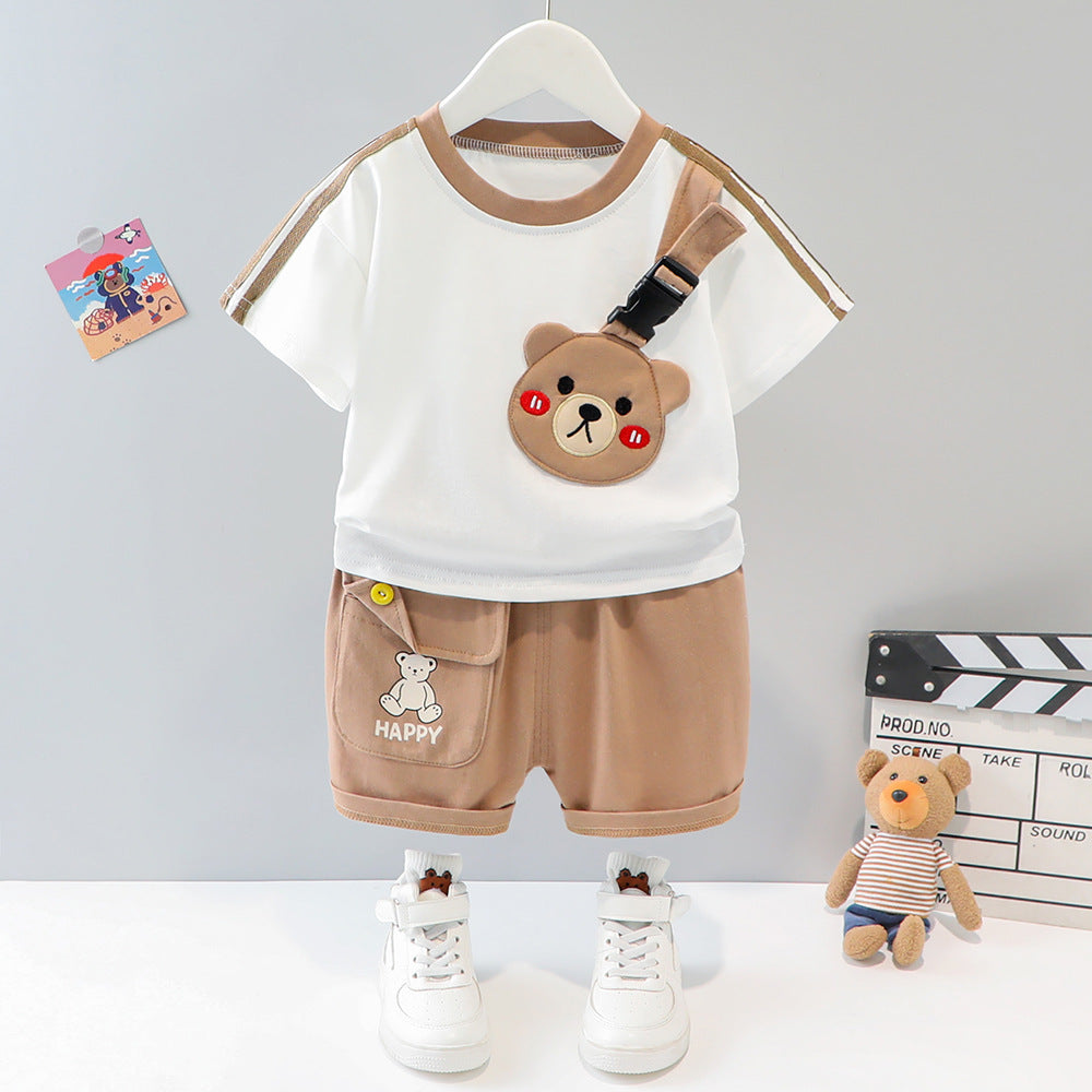 Oluuu. Kurzärmeliges Cartoon Tier-Set – Zweiteiliges Kinder-Outfit im Western-Stil