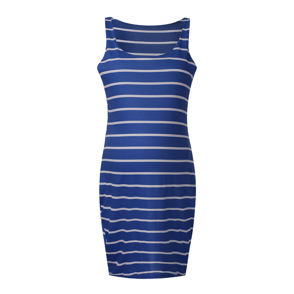 Oluuu. Gestreiftes Umstands-Kleid – Bequemes Maternity Vest Dress für Schwangere
