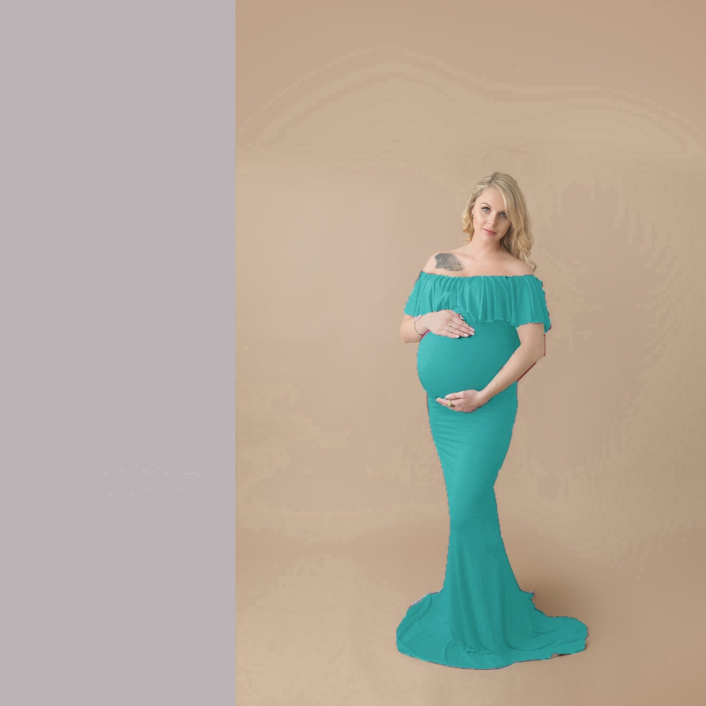 Oluuu. Maternity Dress mit Rüschenkragen aus mercerisierter Baumwolle