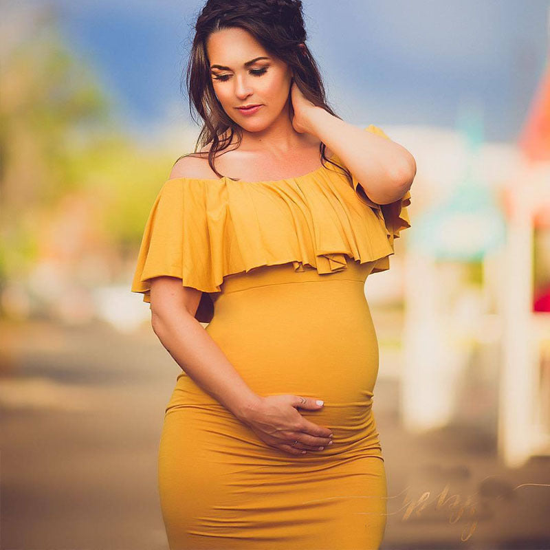 Oluuu. Maternity Dress mit Rüschenkragen aus mercerisierter Baumwolle