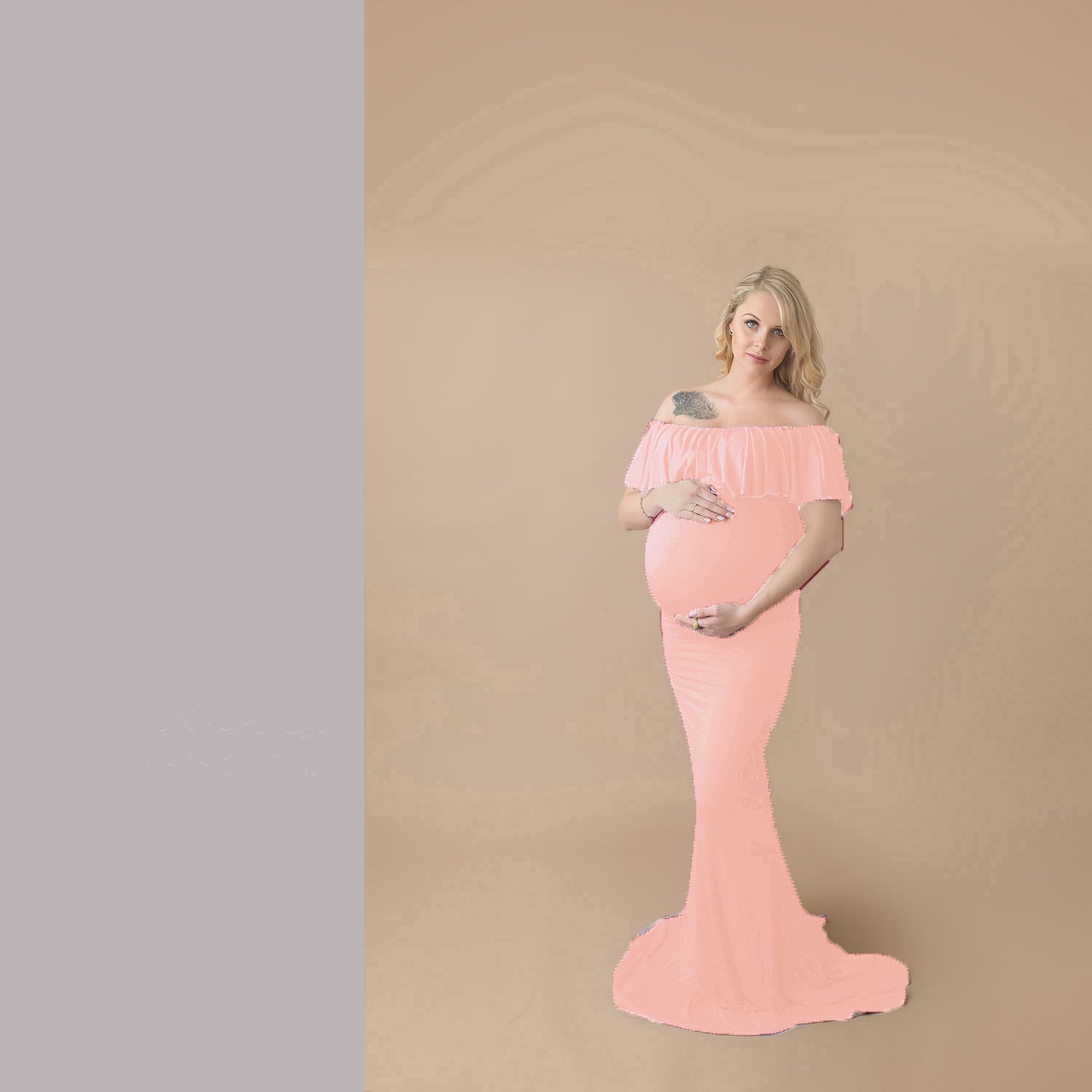 Oluuu. Maternity Dress mit Rüschenkragen aus mercerisierter Baumwolle
