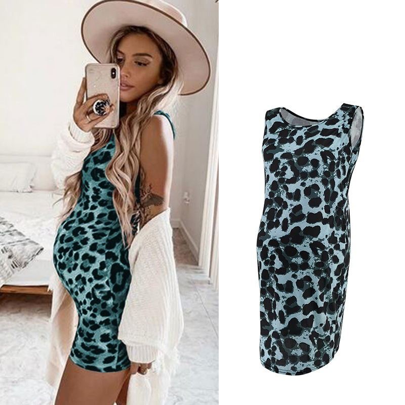 Oluuu. Leopard Sommerkleid für Schwangere – Ärmellos & Stilvoll