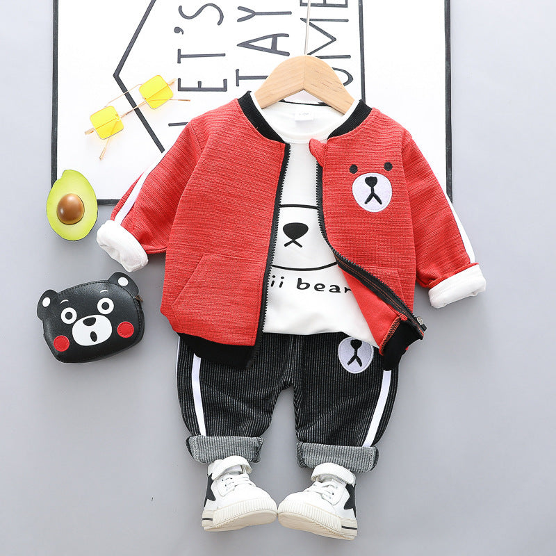 Oluuu. Kinder Hosen Set – Drei-teiliges Cartoon-Bär-Set aus Baumwolle