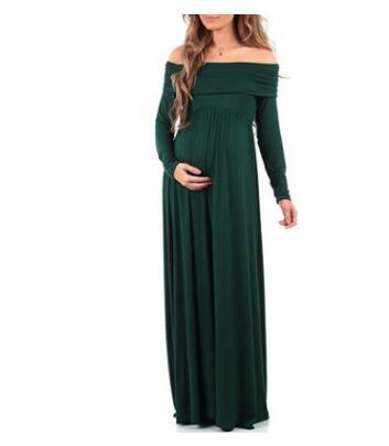 Oluuu. Langarm, unifarbenes Schulterkleid für schwangere Frauen