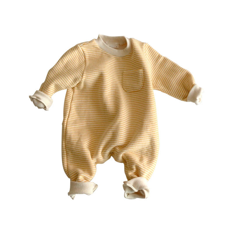 Oluuu. Gestreifter Baby Jumpsuit für draußen