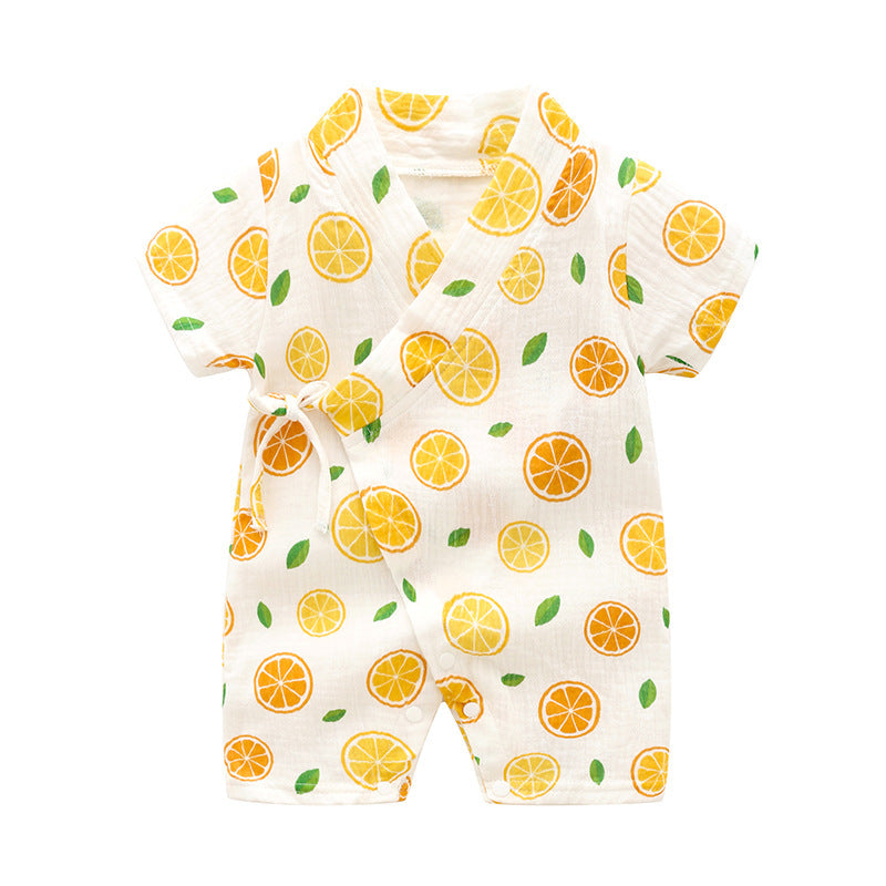 Oluuu. Baby Romper – Kurzarm Kimono-Einteiler, weiches und atmungsaktives Crepe mit Druckmuster, Klasse A Qualität