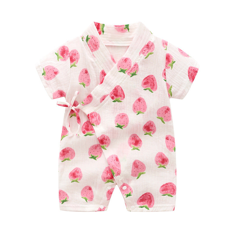 Oluuu. Baby Romper – Kurzarm Kimono-Einteiler, weiches und atmungsaktives Crepe mit Druckmuster, Klasse A Qualität