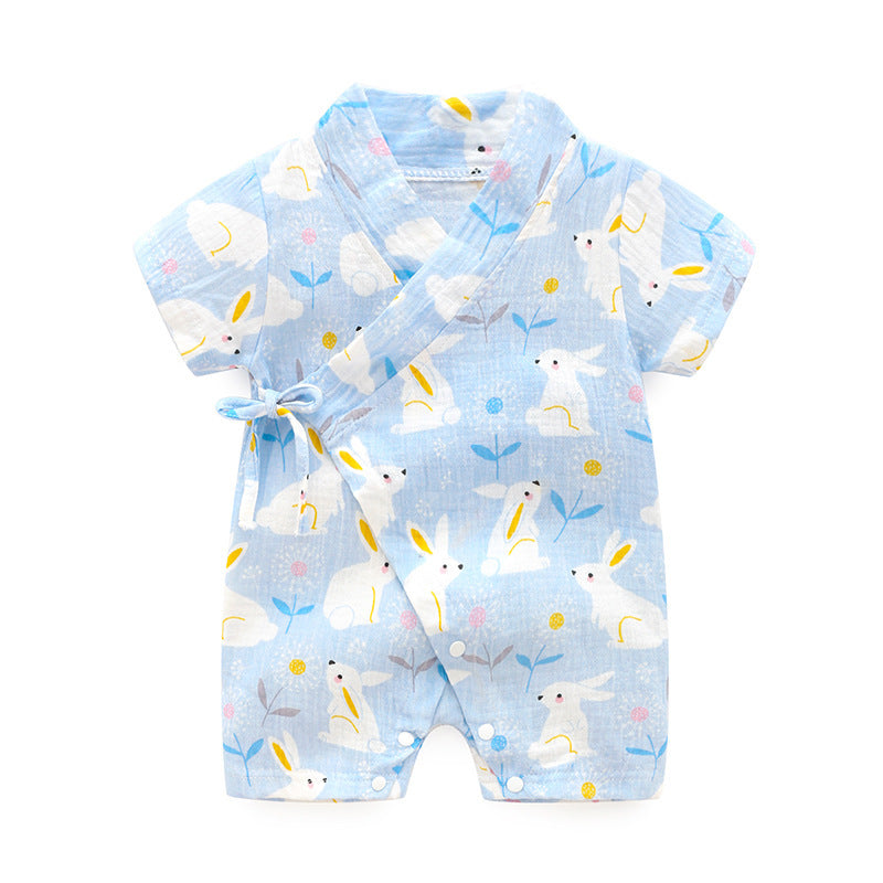 Oluuu. Baby Romper – Kurzarm Kimono-Einteiler, weiches und atmungsaktives Crepe mit Druckmuster, Klasse A Qualität