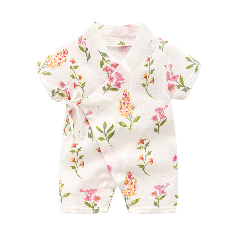 Oluuu. Baby Romper – Kurzarm Kimono-Einteiler, weiches und atmungsaktives Crepe mit Druckmuster, Klasse A Qualität