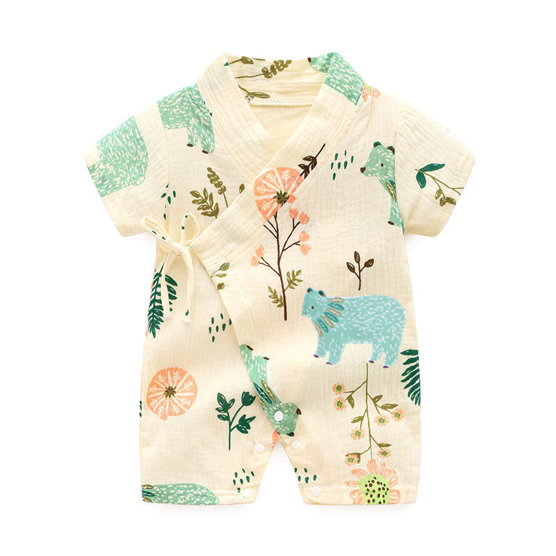 Oluuu. Baby Romper – Kurzarm Kimono-Einteiler, weiches und atmungsaktives Crepe mit Druckmuster, Klasse A Qualität