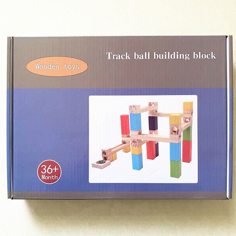 Oluuu. Bildungs-Spielzeug für Kinder – Eltern-Kind Ballbahn mit Rutschbahn, Holz-Bauklötze und Marmor-Stapelspiel