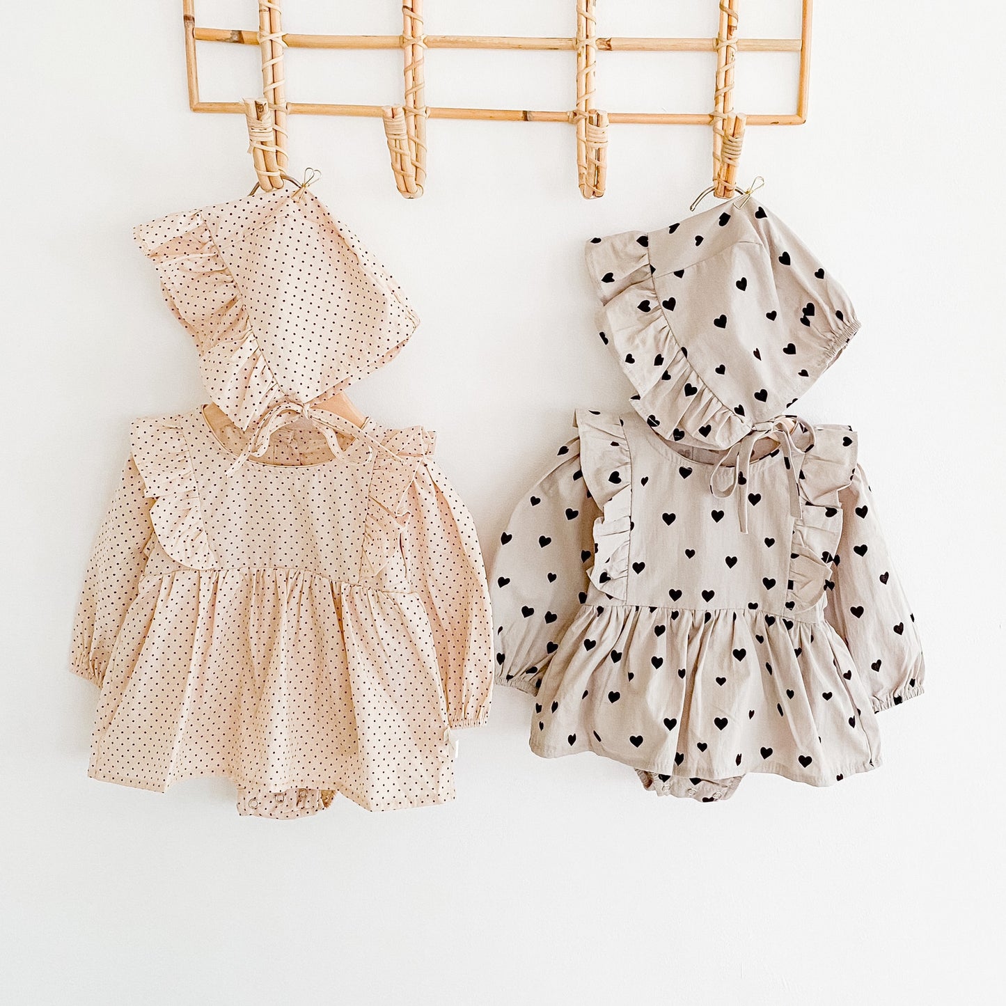 Oluuu. Herbst Neuheit – Mädchen Baby Love Kleid, Langarm Romper, Baumwoll-Einteiler mit passendem Hut
