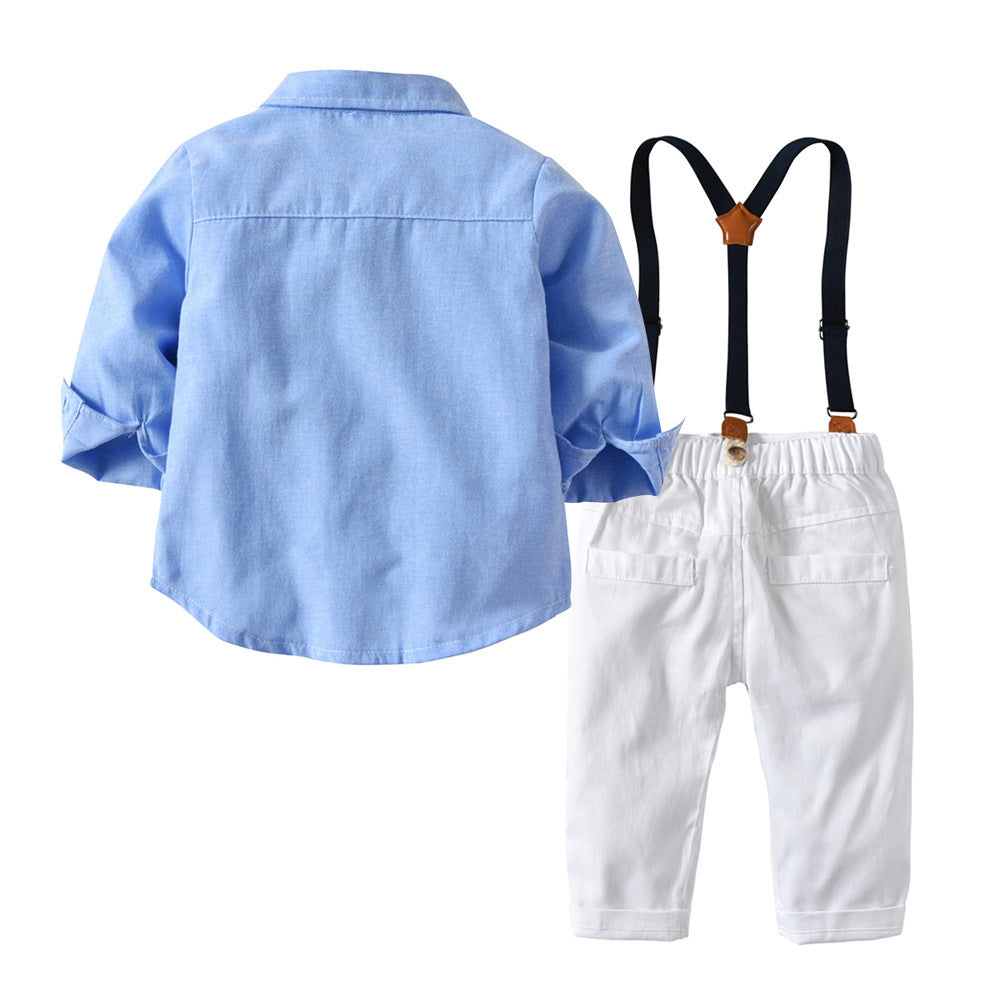 Oluuu. Elegantes Baby Set für Jungen – Gentleman Anzug mit Latzhose, Langarmshirt & Fliege
