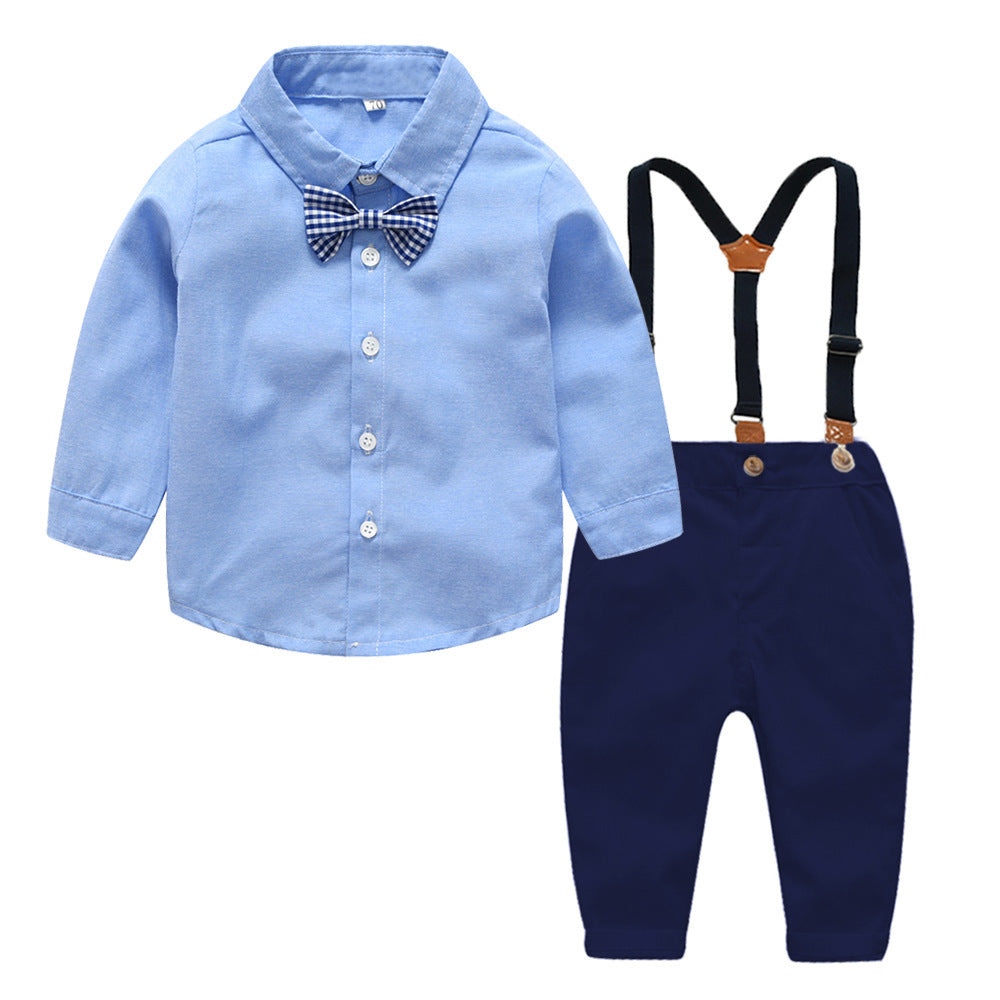 Oluuu. Elegantes Baby Set für Jungen – Gentleman Anzug mit Latzhose, Langarmshirt & Fliege