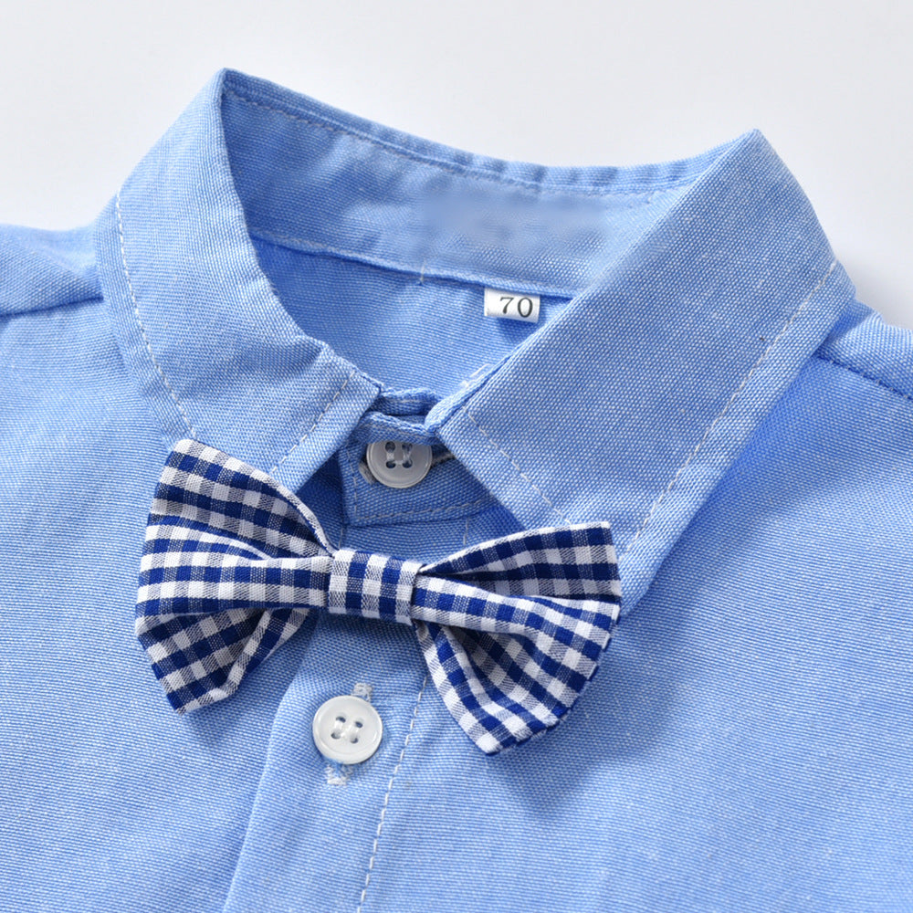 Oluuu. Elegantes Baby Set für Jungen – Gentleman Anzug mit Latzhose, Langarmshirt & Fliege