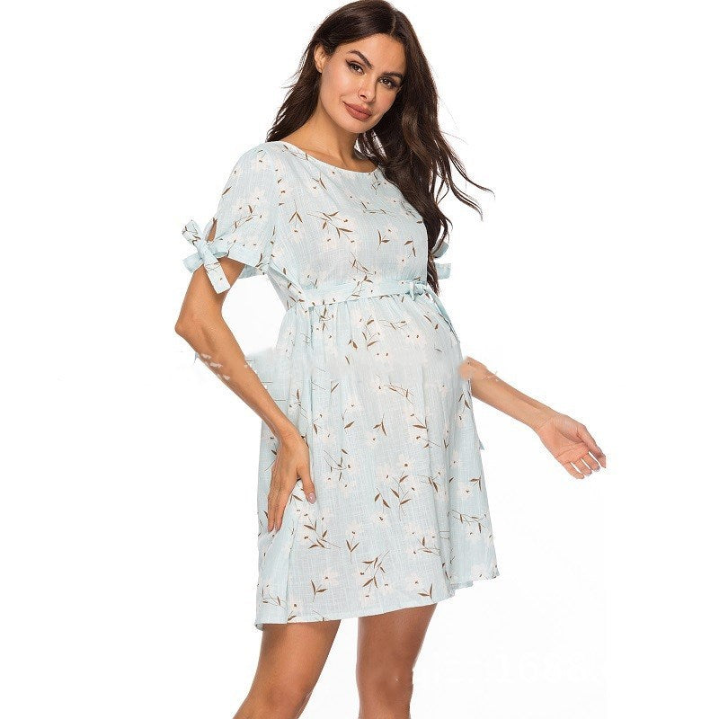 Oluuu. Neue Blusen-Optik Sommerkleid für Schwangere - mittel lang