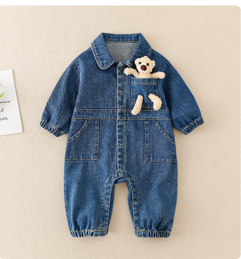 Oluuu. Schicker Baby Jungen Denim Jumpsuit im Western-Stil für das Frühlingsfest
