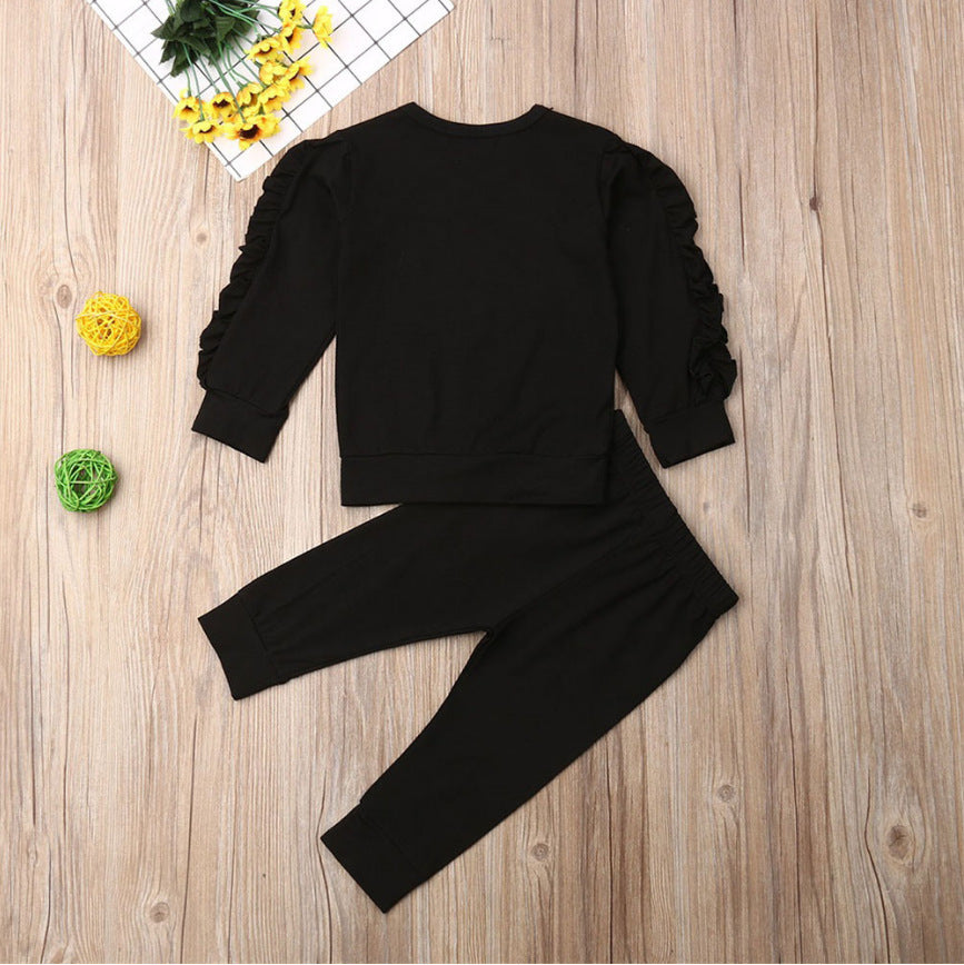 Oluuu. Süßes 2-teiliges Set für Neugeborene – Baby Jungen Mädchen Rüschenshirt mit langen Ärmeln und Hose, Herbstoutfit für Kleinkinder