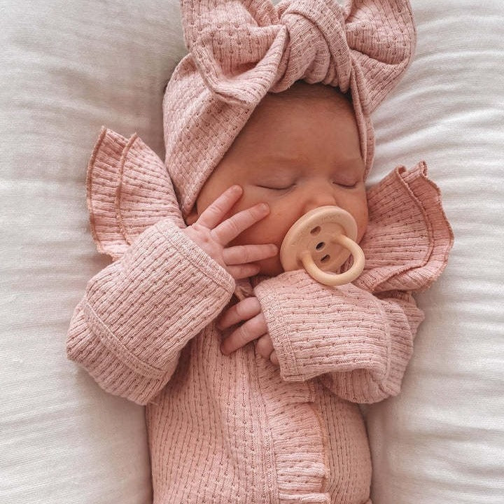 Oluuu. Mädchen Baby Strampler Langarm Gestrickter Stretch Waffelstrick Overall