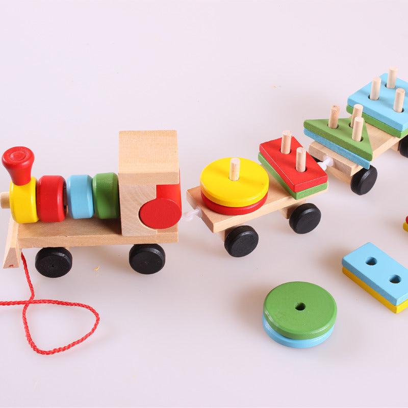 Oluuu. Holztraktor-Spielzeug mit drei Abschnitten – Intelligenz- und Lernspielzeug für Kinder