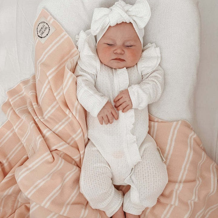 Oluuu. Mädchen Baby Strampler Langarm Gestrickter Stretch Waffelstrick Overall