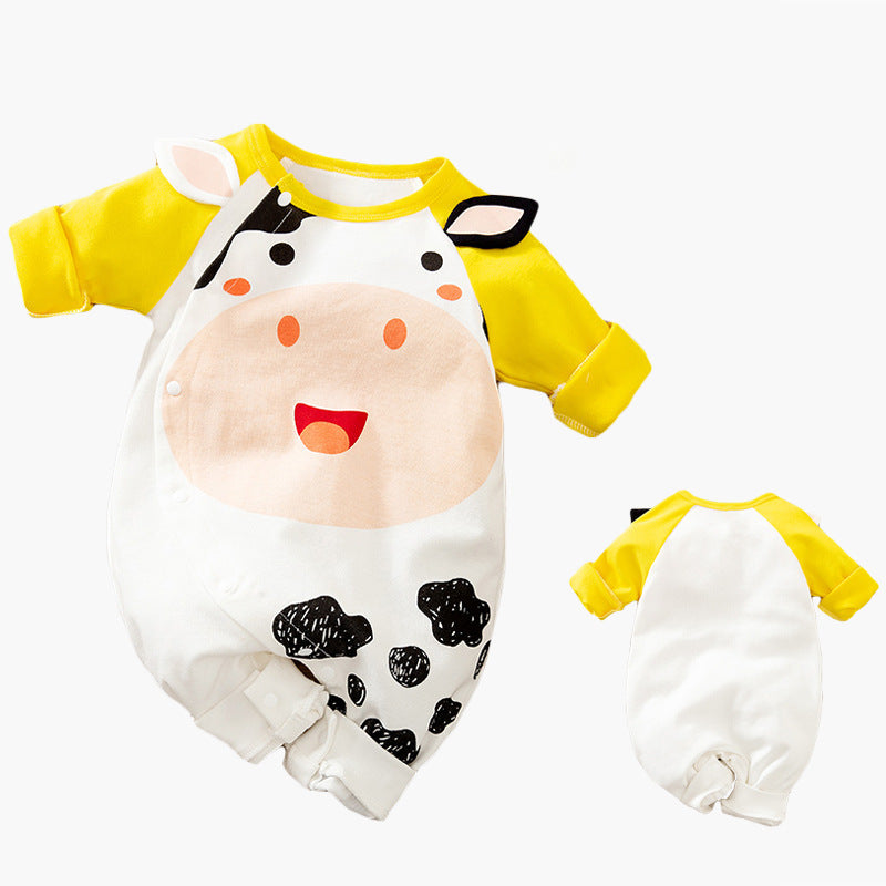Oluuu. Baby Cartoon Krabbelkleidung aus Baumwolle – Langärmliger Einteiler mit Knopfleiste