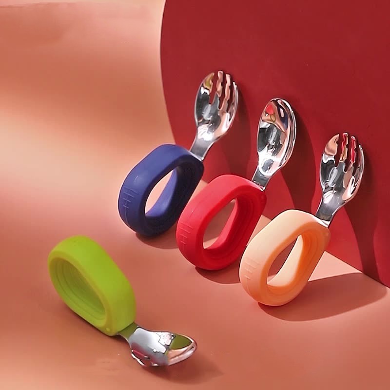 Oluuu Runde Gabel- und Löffel-Set aus Edelstahl für Kinder – Sicheres und praktisches Besteck