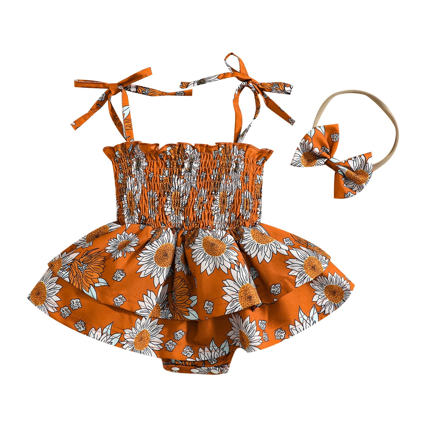 Oluuu. Baby Romper – Blumenmuster, ärmelloser Jumpsuit für Mädchen