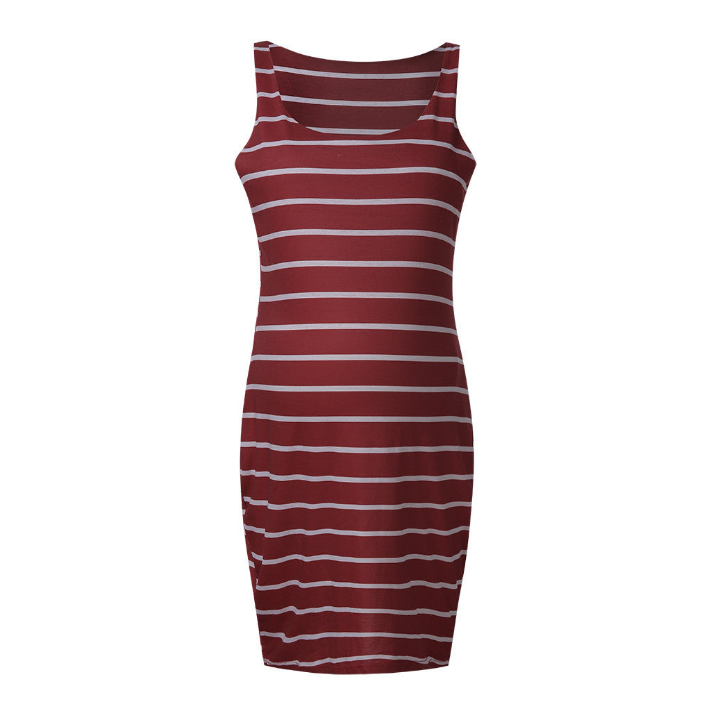 Oluuu. Gestreiftes Umstands-Kleid – Bequemes Maternity Vest Dress für Schwangere