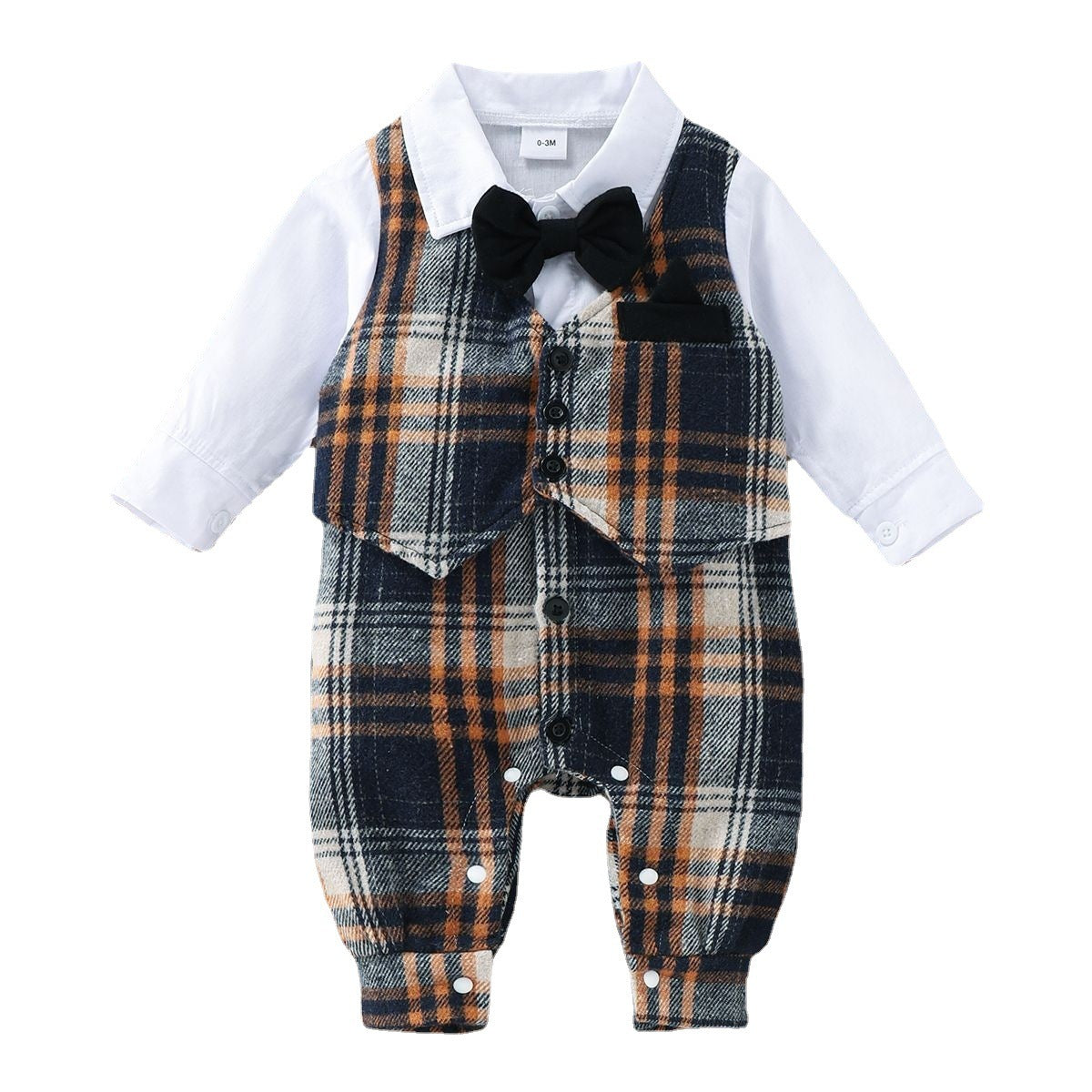 Oluuu. Baby Jungen Gentleman Jumpsuit – Frühlings- und Herbstmode mit Karomuster und Fake-Weste