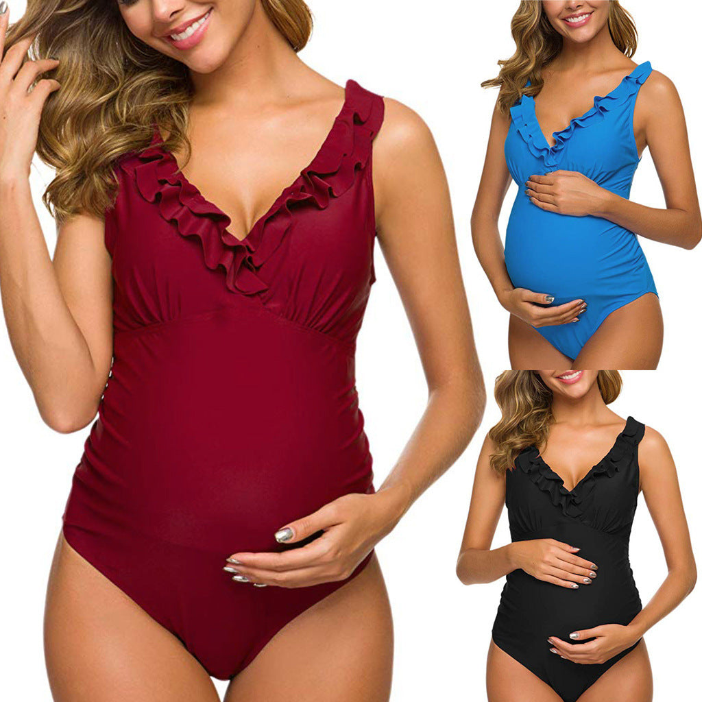 Oluuu. Schwangerschaft Einteiliges Bikini Set für werdende Mütter
