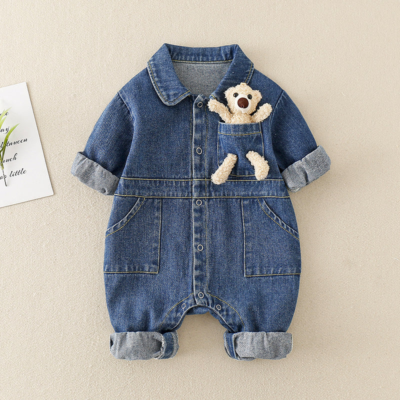 Oluuu. Schicker Baby Jungen Denim Jumpsuit im Western-Stil für das Frühlingsfest