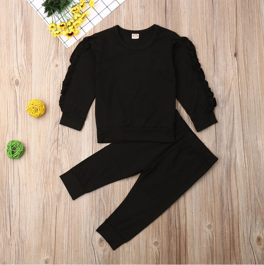Oluuu. Süßes 2-teiliges Set für Neugeborene – Baby Jungen Mädchen Rüschenshirt mit langen Ärmeln und Hose, Herbstoutfit für Kleinkinder