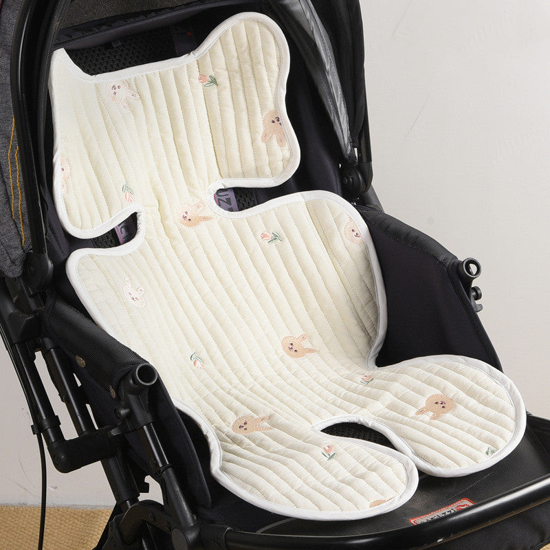 Oluuu. Babywagen-Sitzkissen aus dünnem, atmungsaktivem Baumwollstoff – Mit feiner Stickerei