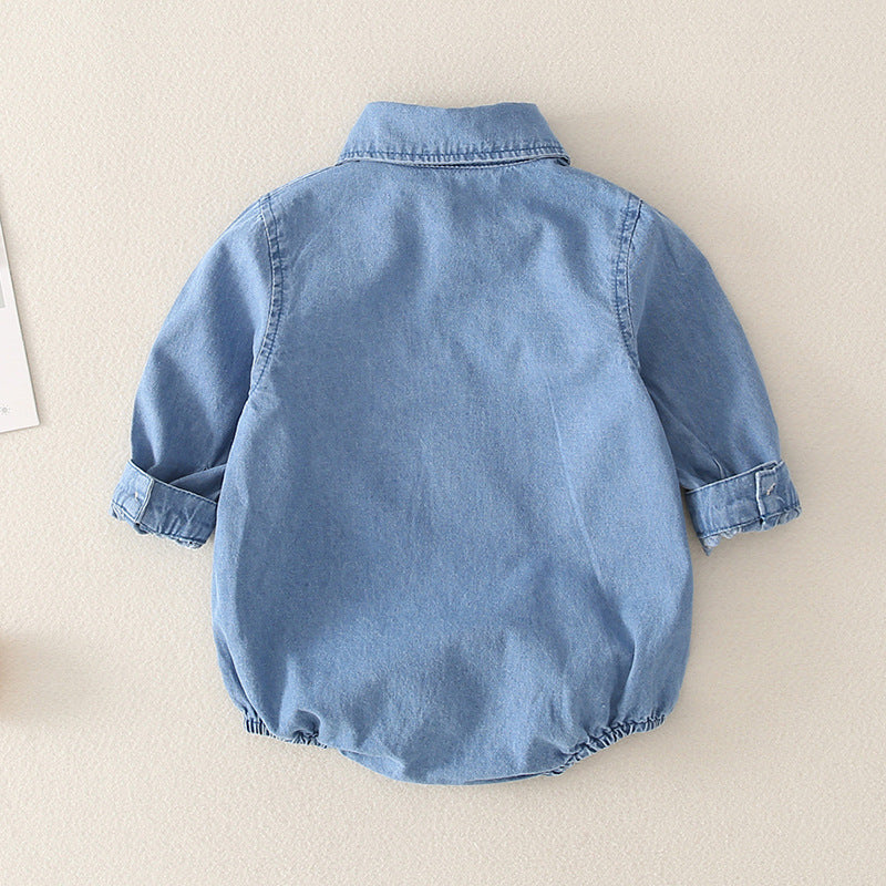 Oluuu. Mädchen Baby Jeans – Triangularer Kletteranzug