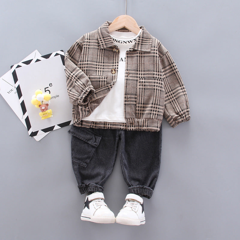 Oluuu. Baby Jungen Langarm Hemd im Karomuster Anzug