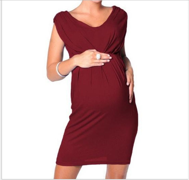 Oluuu. Bodycon Maternity Dress für Schwangere – Ärmellos & Unifarben