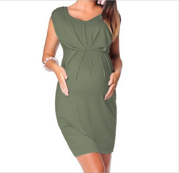 Oluuu. Bodycon Maternity Dress für Schwangere – Ärmellos & Unifarben
