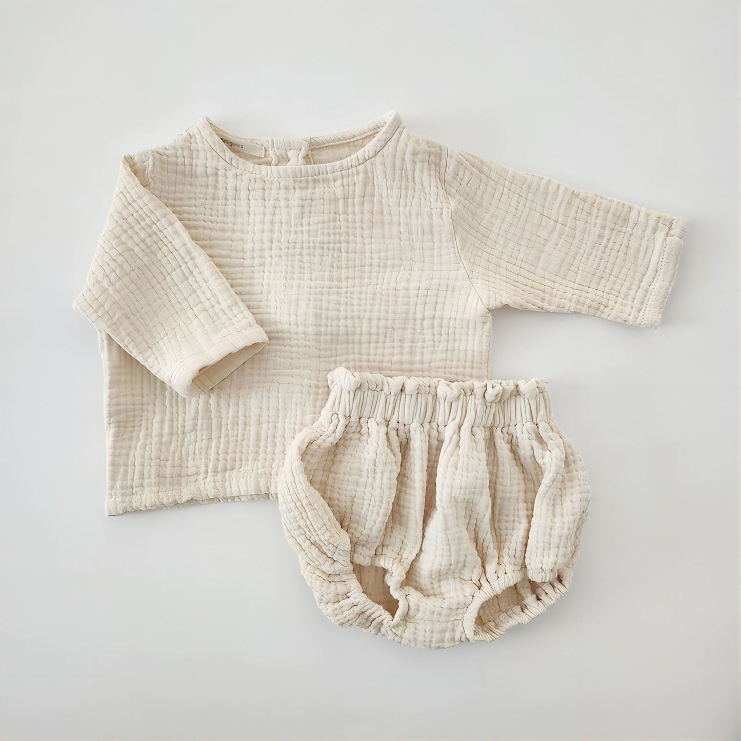 Oluuu. Neutrales Neugeborenes Baby Langarm Cardigan Shirt mit Shorts aus dünnem Baumwollgarn für Jungen und Mädchen