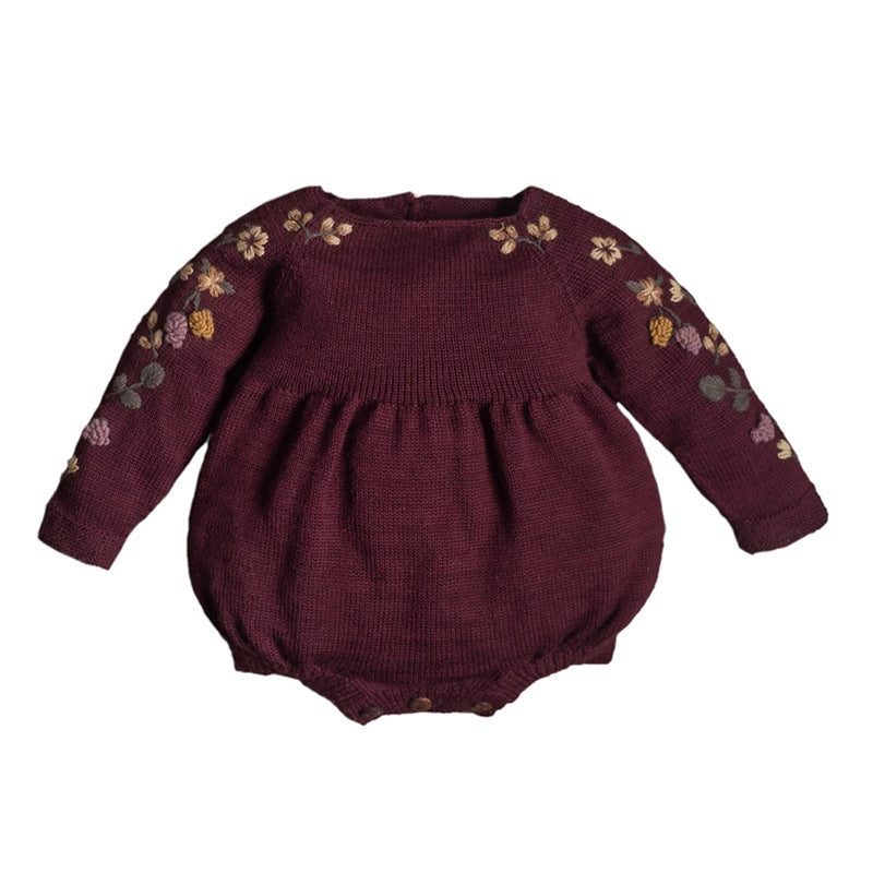 Oluuu. Baby Langarm Kleid mit Stickerei – Woll-Wickel für den Po