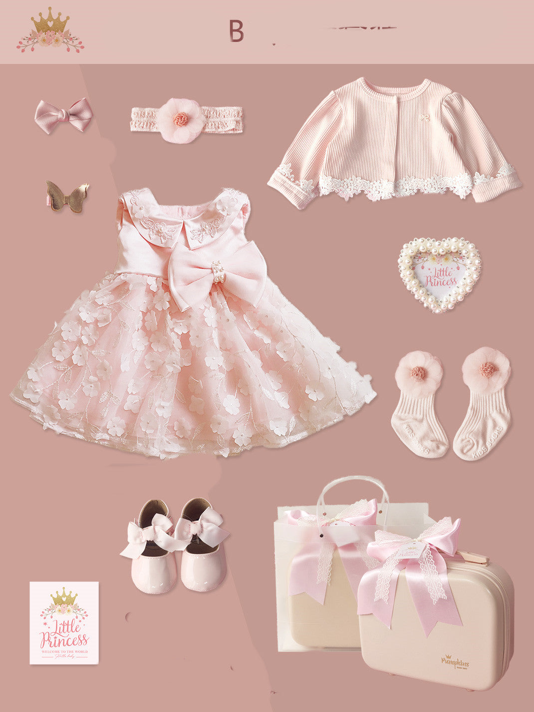 Oluuu. Exklusive Baby-Geschenkbox – Prinzessinnenkleid mit Spitze für kleine Damen