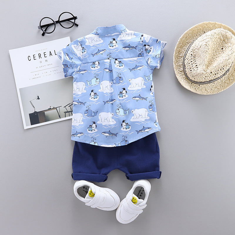 Oluuu. Baby Jungen Anzug – Kurzarm Shirt mit Hose für Kleinkinder